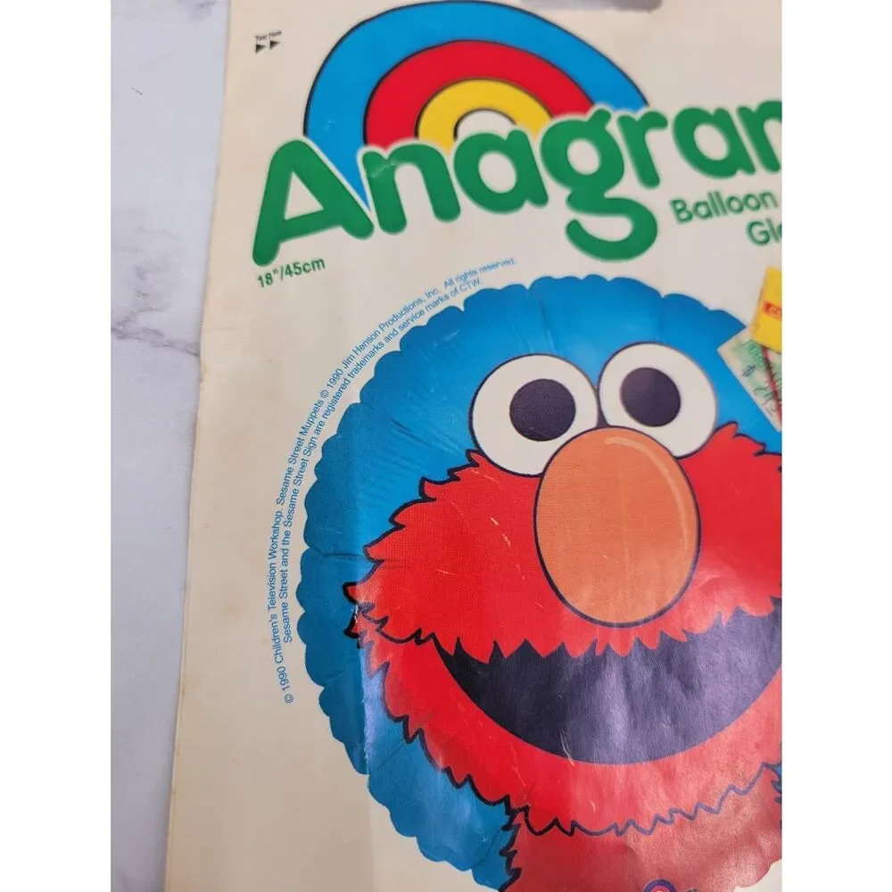 Elmo Sesame Street Blue Red Mylar Foil Party Balloon Graphic Vintage 90s